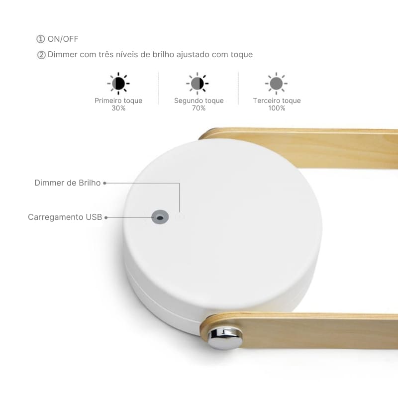 Luminária de Mesa LED com Alça para Leitura - Iluminação Moderna e Funcional