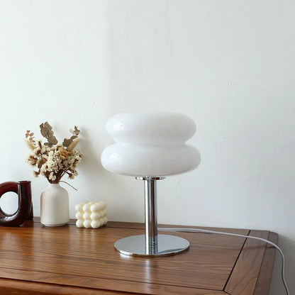 Luminária de Mesa Moderna Cogumelo em Vidro e Aço Inoxidável
