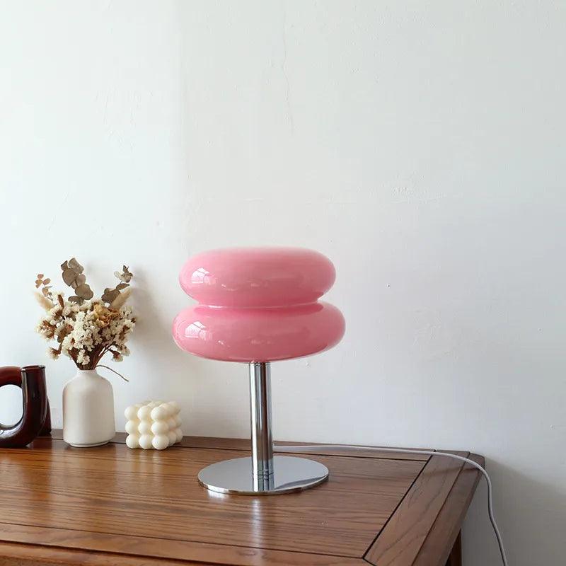 Luminária de Mesa Moderna Cogumelo em Vidro e Aço Inoxidável