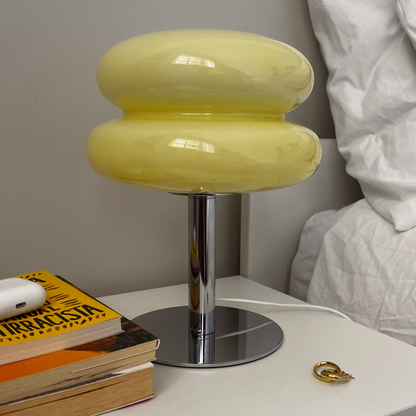 Luminária de Mesa Moderna em Vidro e Aço Inoxidável