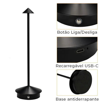 Luminária de Mesa Portátil Dilla - Iluminação Compacta e Moderna para Escritório e Estudo