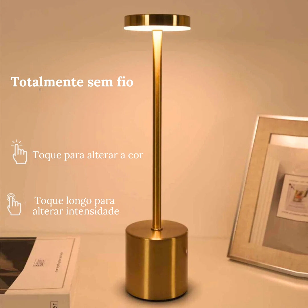 Luminária de Mesa Portátil Sem Fio com Luz LED