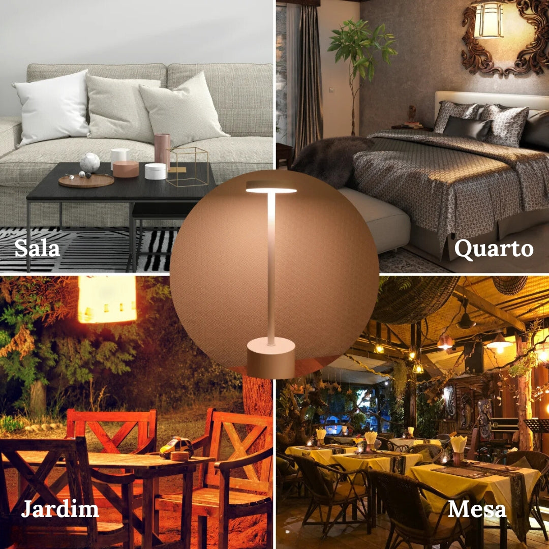 Luminária de Mesa Portátil Sem Fio com Luz LED