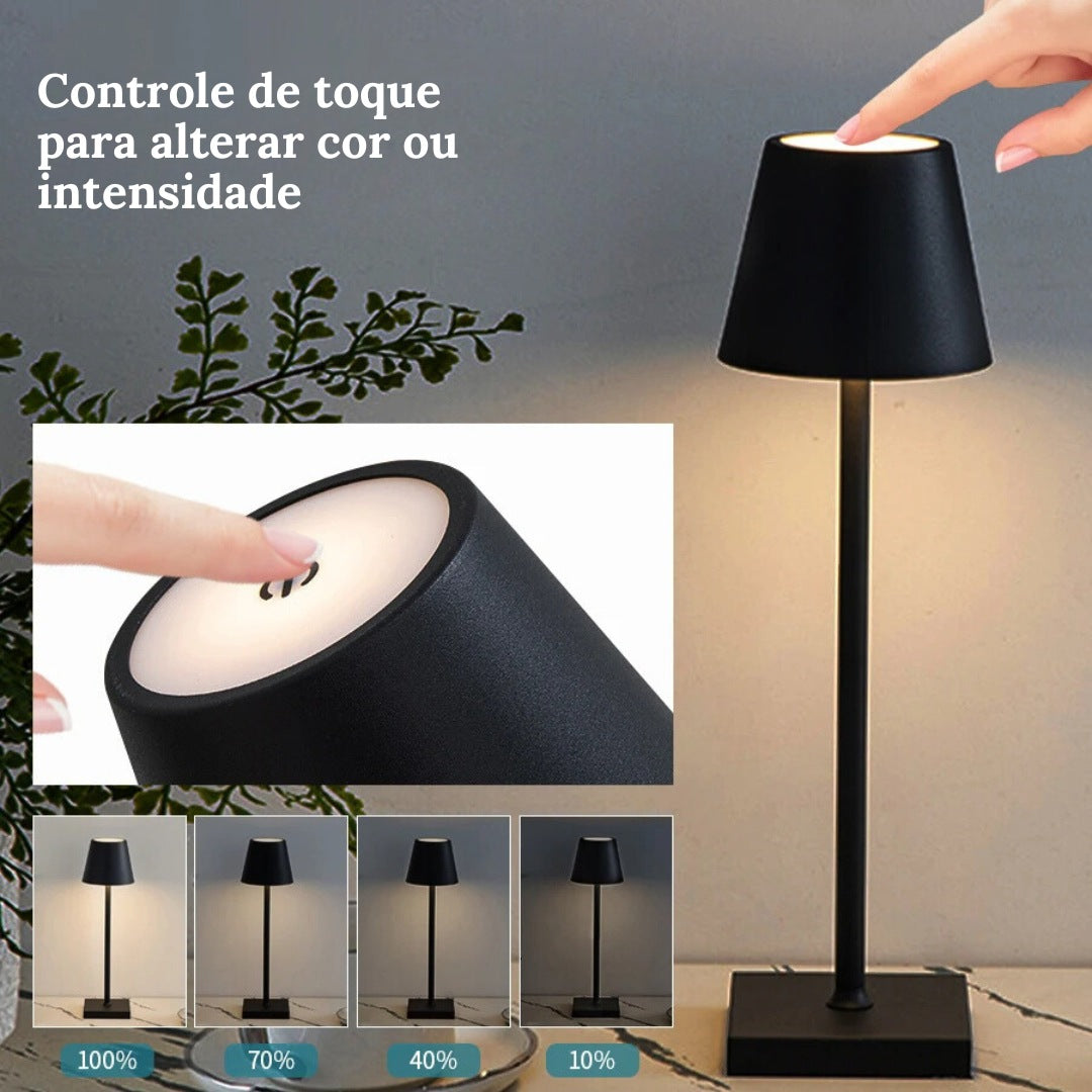Luminária de Mesa Sem Fio Dimerizável - Iluminação Moderna e Prática