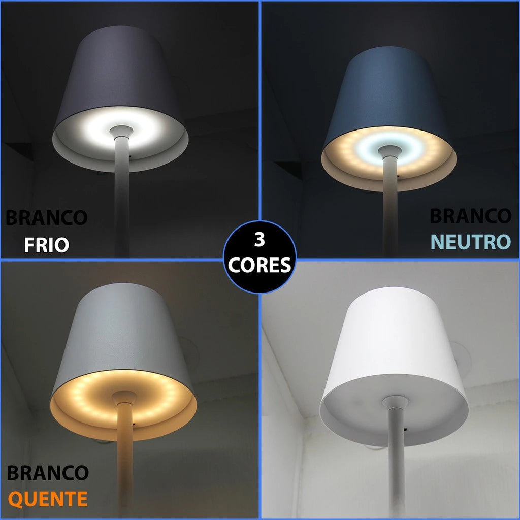 Luminária de Mesa Sem Fio Dimerizável - Iluminação Moderna e Prática