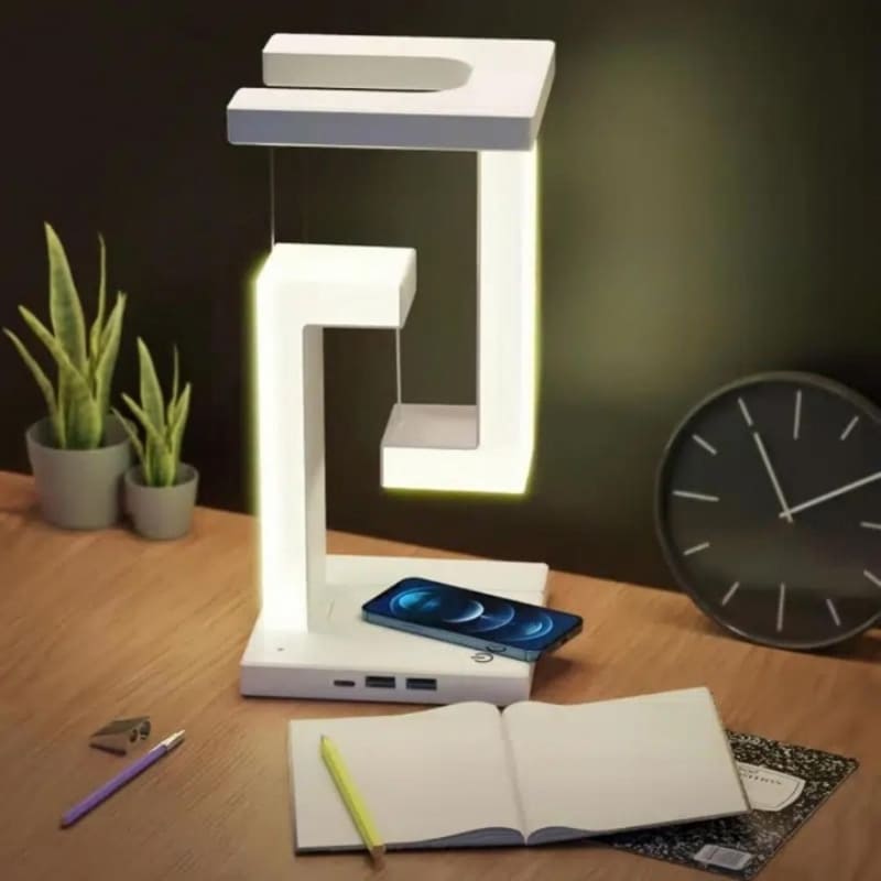 Luminária de Mesa com Carregador Indutivo para iPhone e Samsung