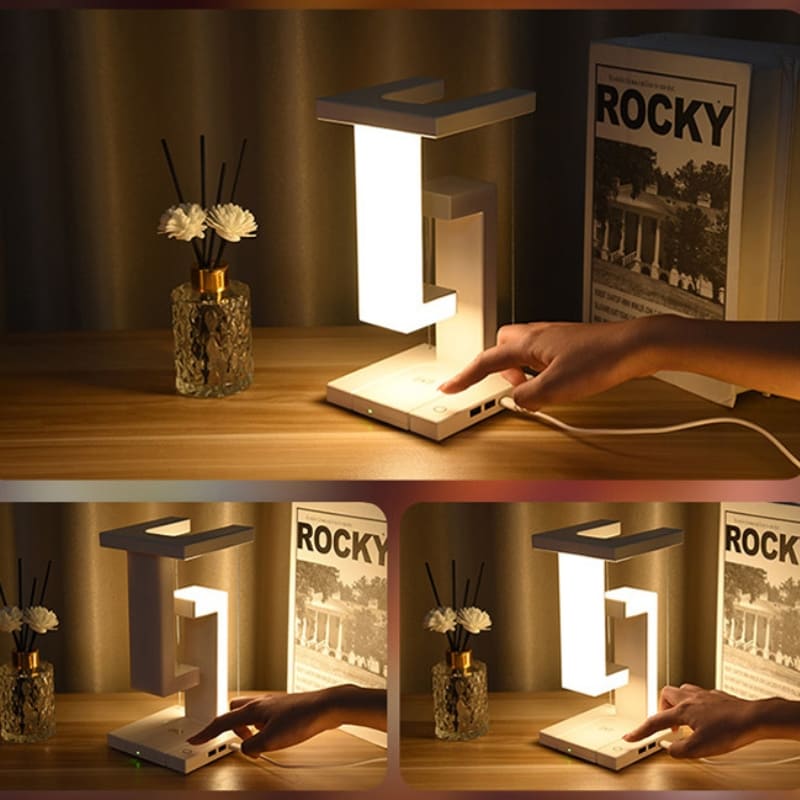 Luminária de Mesa com Carregador Indutivo para iPhone e Samsung