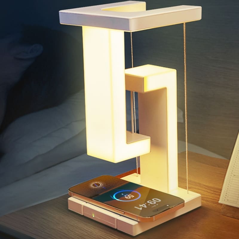 Luminária de Mesa com Carregador Indutivo para iPhone e Samsung
