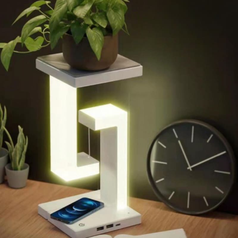Luminária de Mesa com Carregador Indutivo para iPhone e Samsung