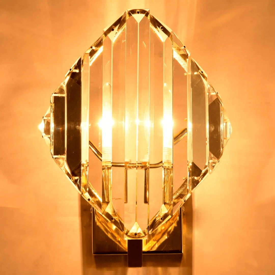 Luminária de Parede Interna Moderna com Cristais Brilhantes - Iluminação Elegante para Ambientes