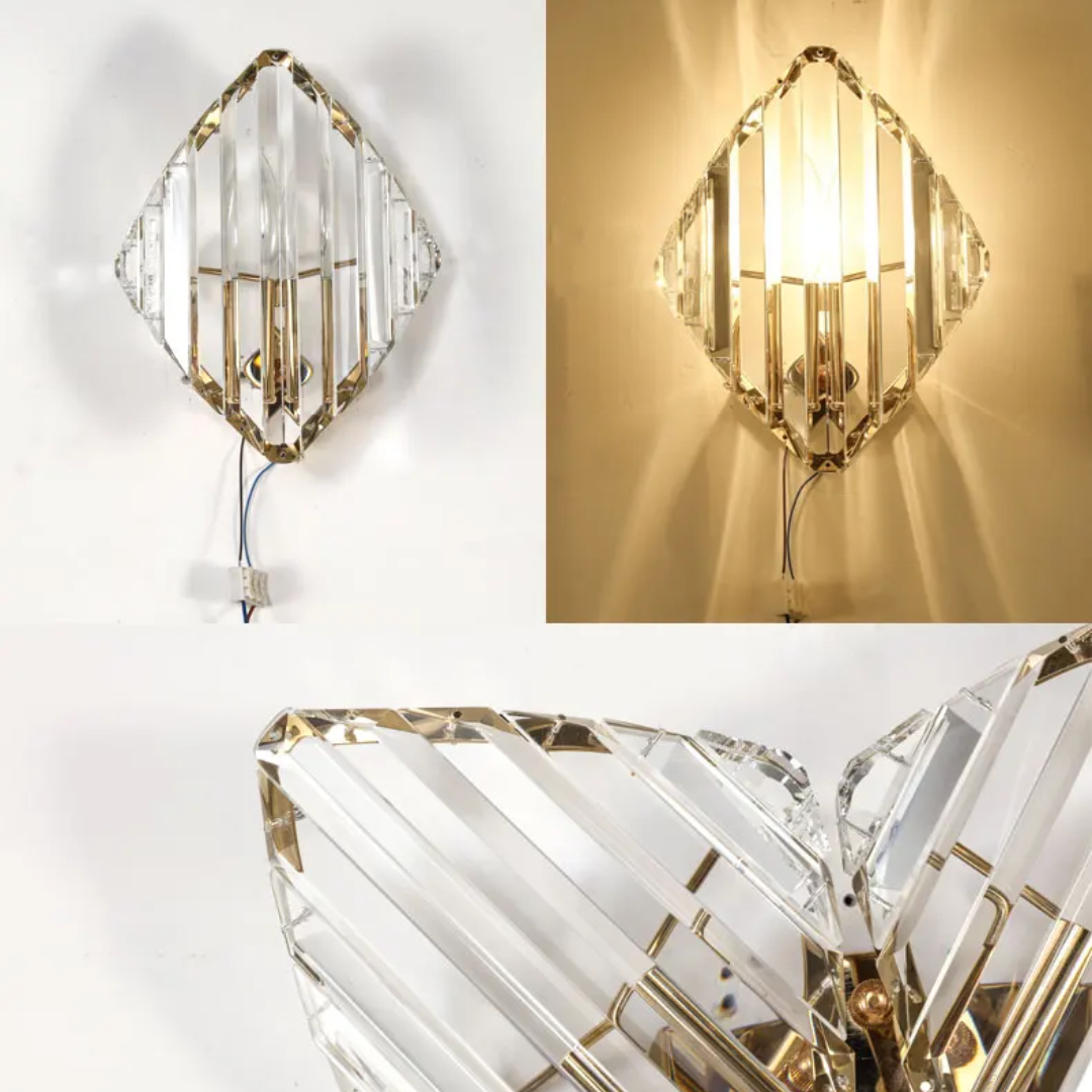 Luminária de Parede Interna Moderna com Cristais Brilhantes - Iluminação Elegante para Ambientes