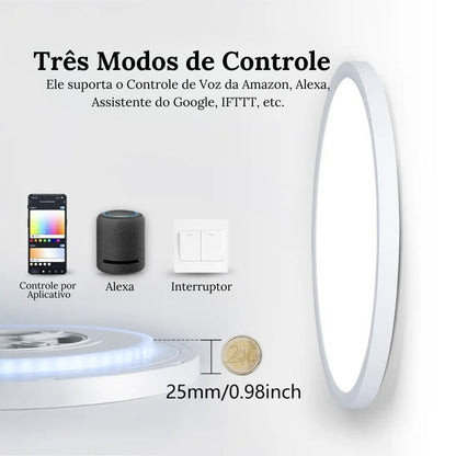Luminária de Teto LED Redonda Inteligente Compatível com Alexa e Google Home