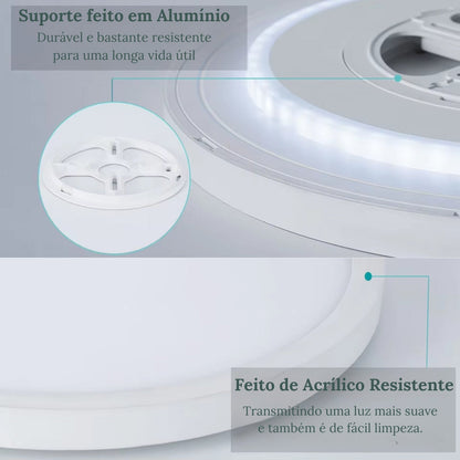 Luminária de Teto LED Redonda Inteligente Compatível com Alexa e Google Home