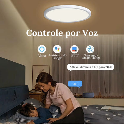 Luminária de Teto LED Redonda Inteligente Compatível com Alexa e Google Home