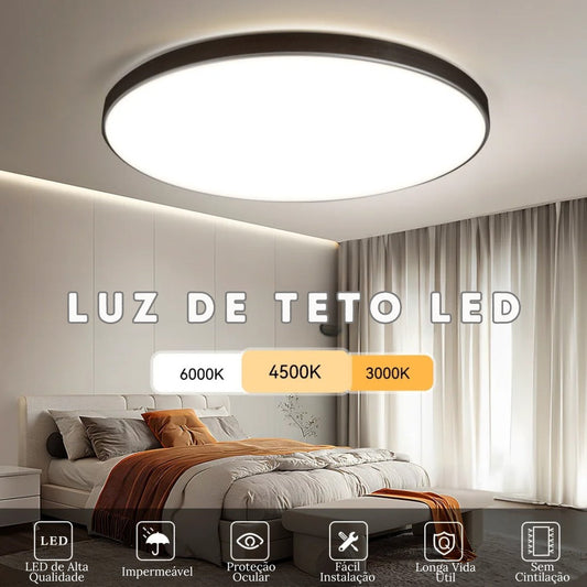 Luminária de Teto LED Redonda Moderna para Sobrepor - Iluminação Elegante