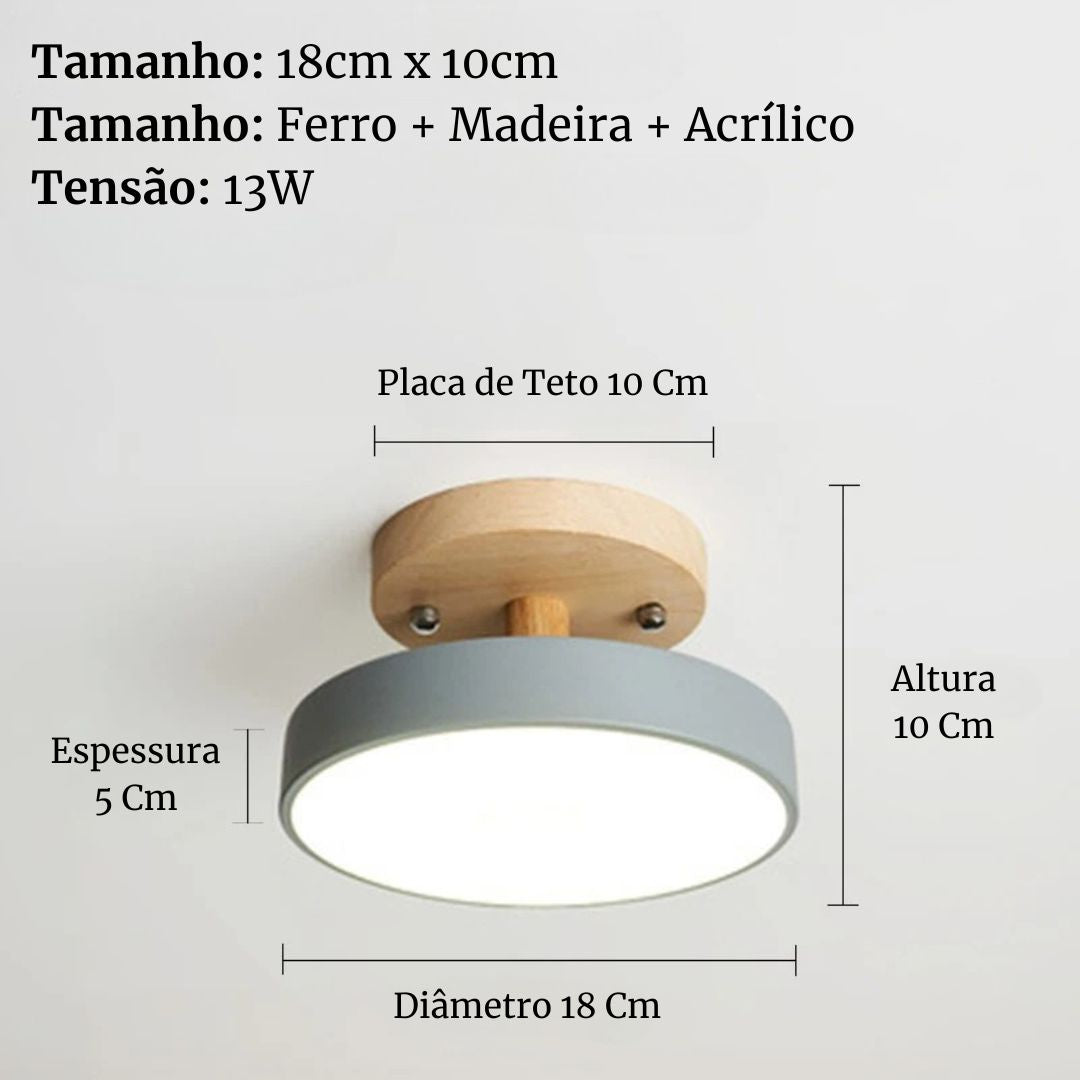 Luminária de Teto Plafon Redondo LED Estilo Nórdico para Iluminação Moderna