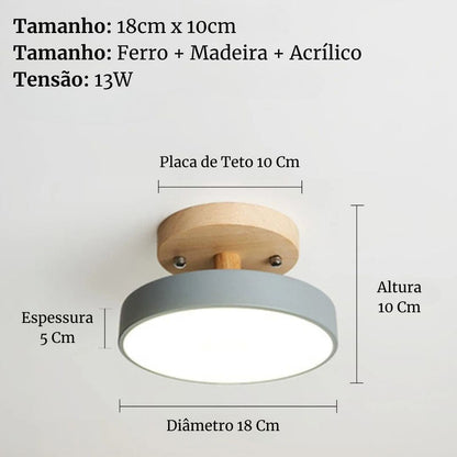 Luminária de Teto Plafon Redondo LED Estilo Nórdico para Iluminação Moderna