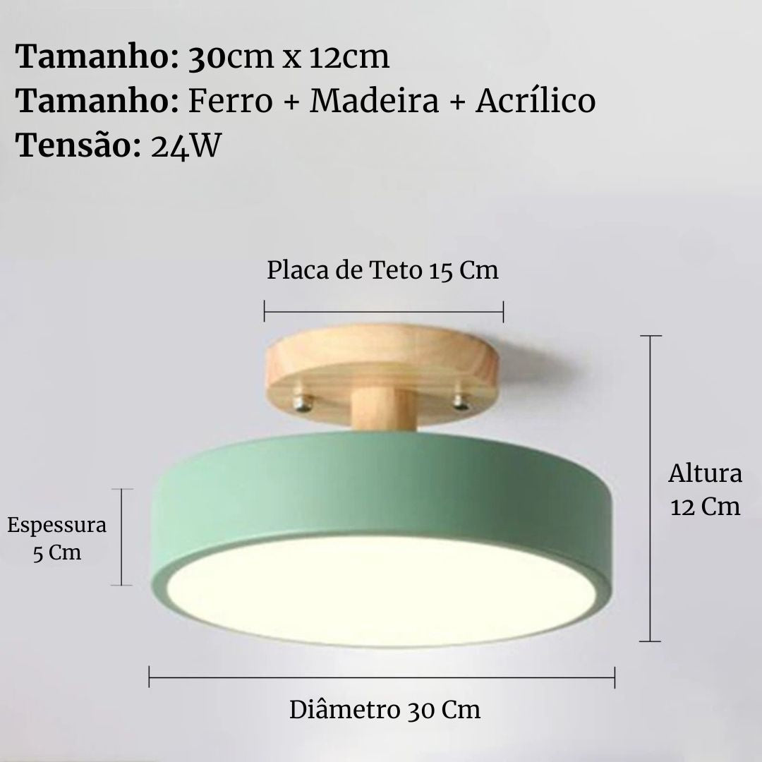 Luminária de Teto Plafon Redondo LED Estilo Nórdico para Iluminação Moderna