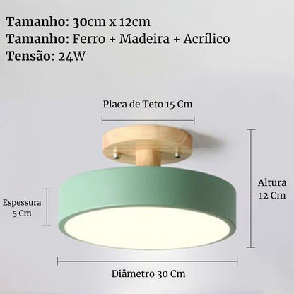Luminária de Teto Plafon Redondo LED Estilo Nórdico para Iluminação Moderna