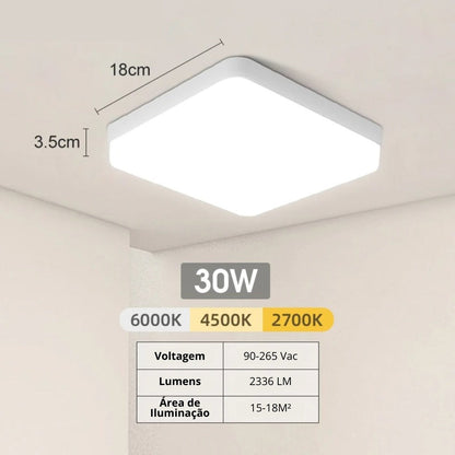 Luminária de Teto Quadrada LED Bivolt - Iluminação Moderna e Eficiente