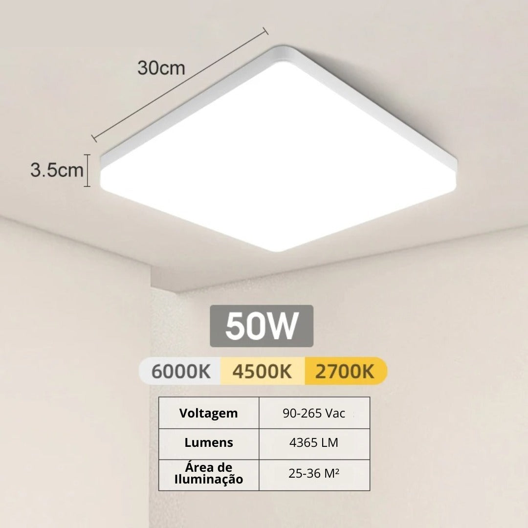 Luminária de Teto Quadrada LED Bivolt - Iluminação Moderna e Eficiente