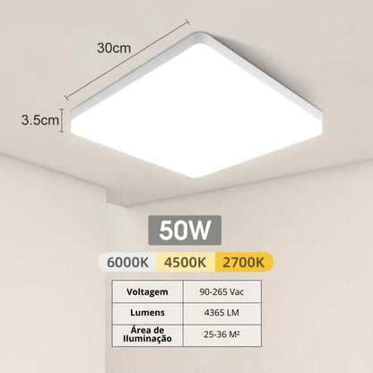Luminária de Teto Quadrada LED Bivolt - Iluminação Moderna e Eficiente