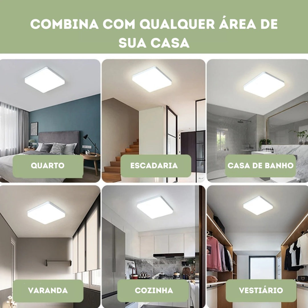 Luminária de Teto Quadrada LED Bivolt - Iluminação Moderna e Eficiente