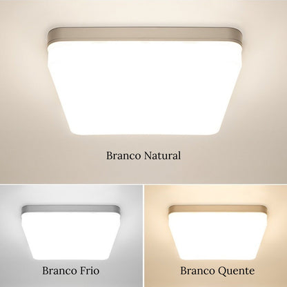 Luminária de Teto Quadrada LED Bivolt - Iluminação Moderna e Eficiente