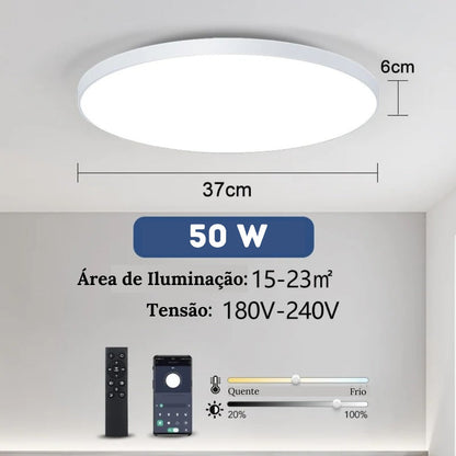 Luminária de Teto Redonda LED Plafon Moderno com Controle Remoto