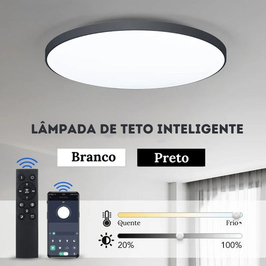 Luminária de Teto Redonda LED Plafon Moderno com Controle Remoto