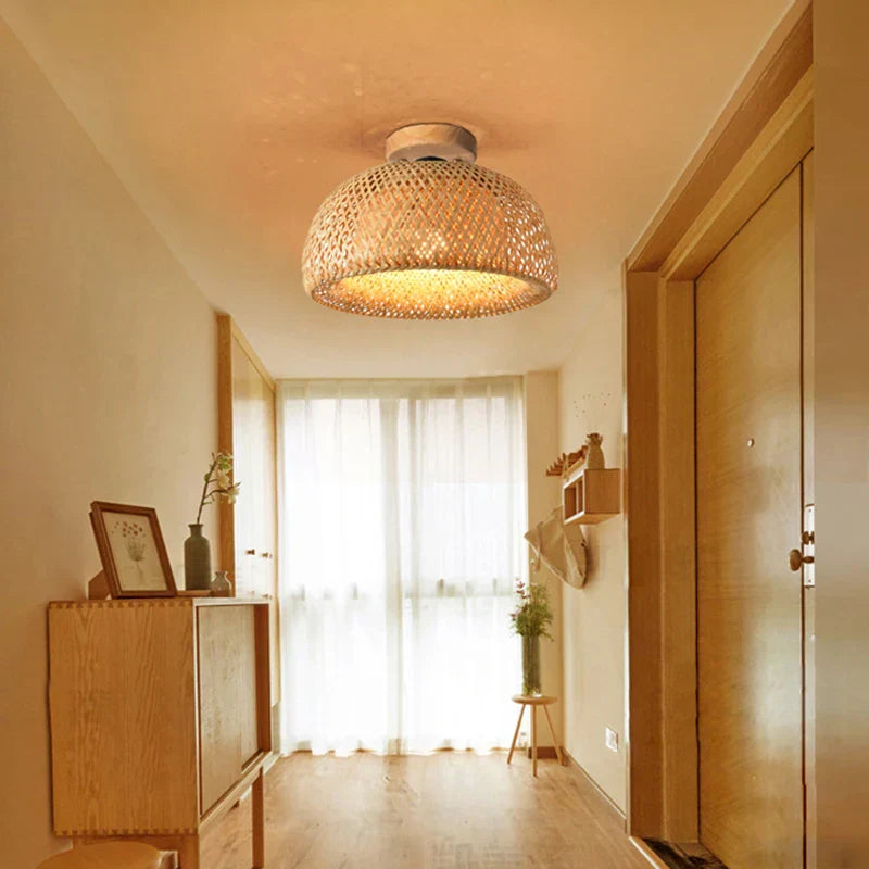 Luminária de Teto de Bambu Rattan para Decoração de Ambientes