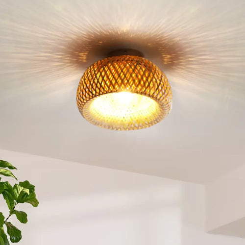 Luminária de Teto de Bambu Rattan para Decoração de Ambientes