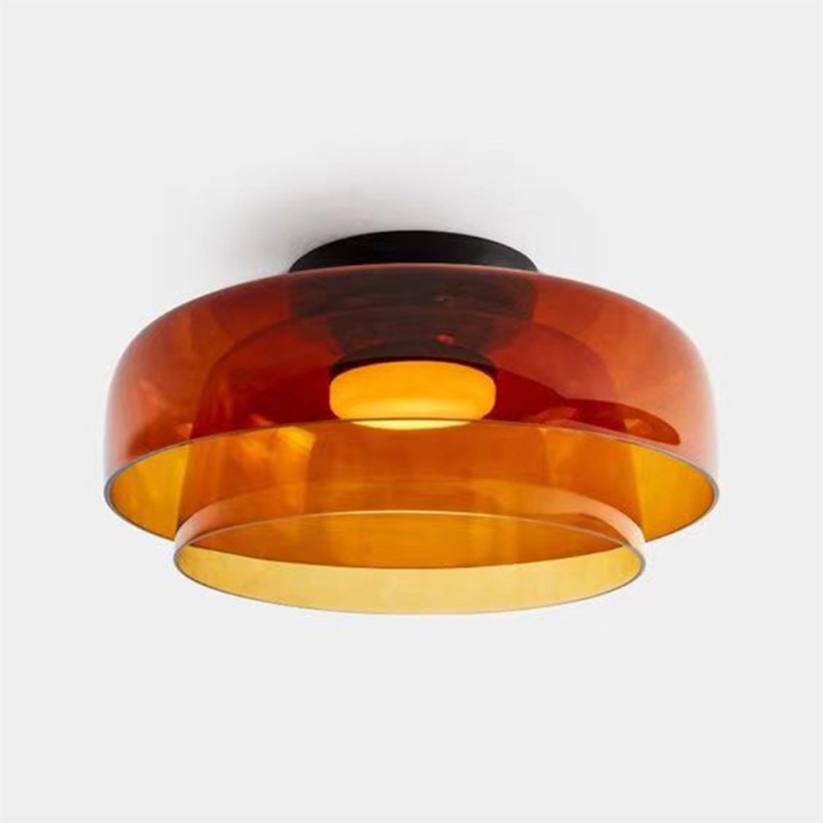 Luminária de Teto de Vidro Medieval em 2 Camadas - Iluminação Decorativa para Ambientes