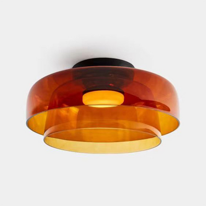 Luminária de Teto de Vidro Medieval em 2 Camadas - Iluminação Decorativa para Ambientes