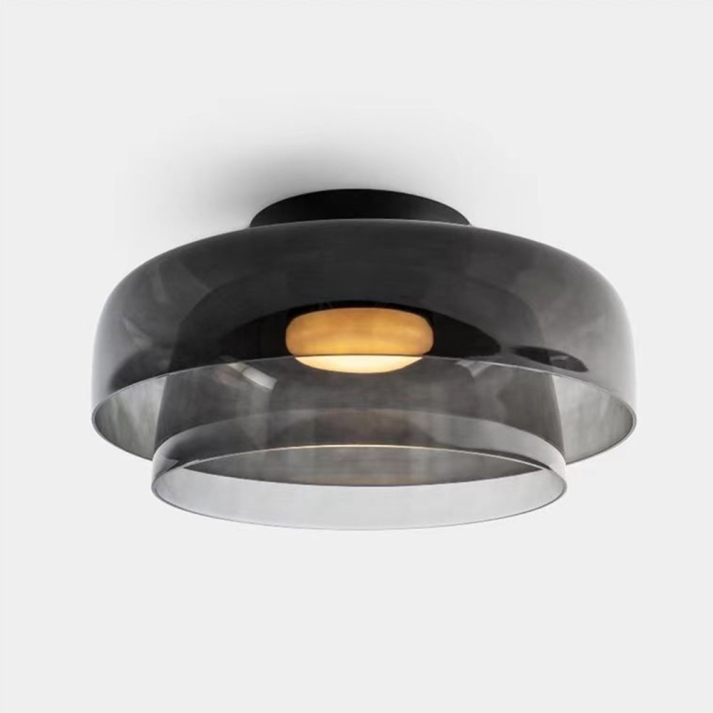 Luminária de Teto de Vidro Medieval em 2 Camadas - Iluminação Decorativa para Ambientes
