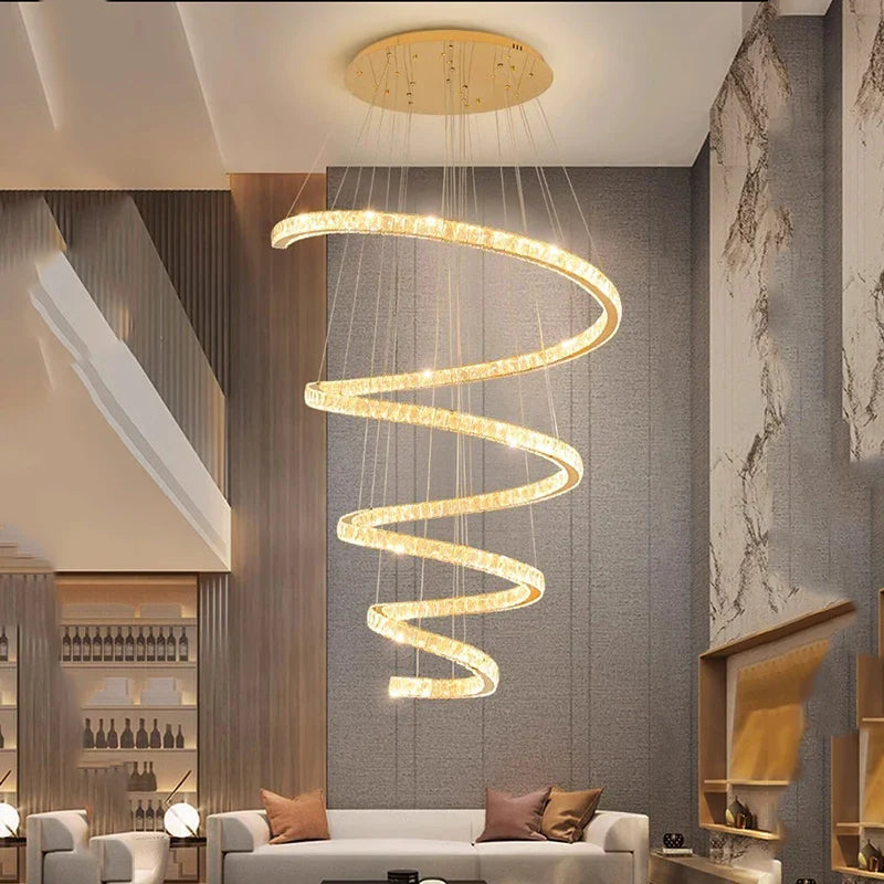 Lustre Circular de Cristal Moderno para Pendente em Sala de Jantar