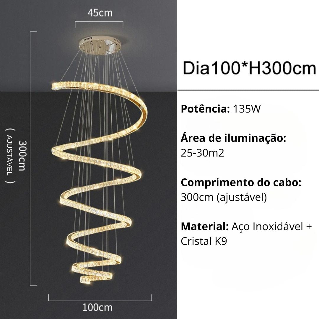 Lustre Circular de Cristal Moderno para Pendente em Sala de Jantar