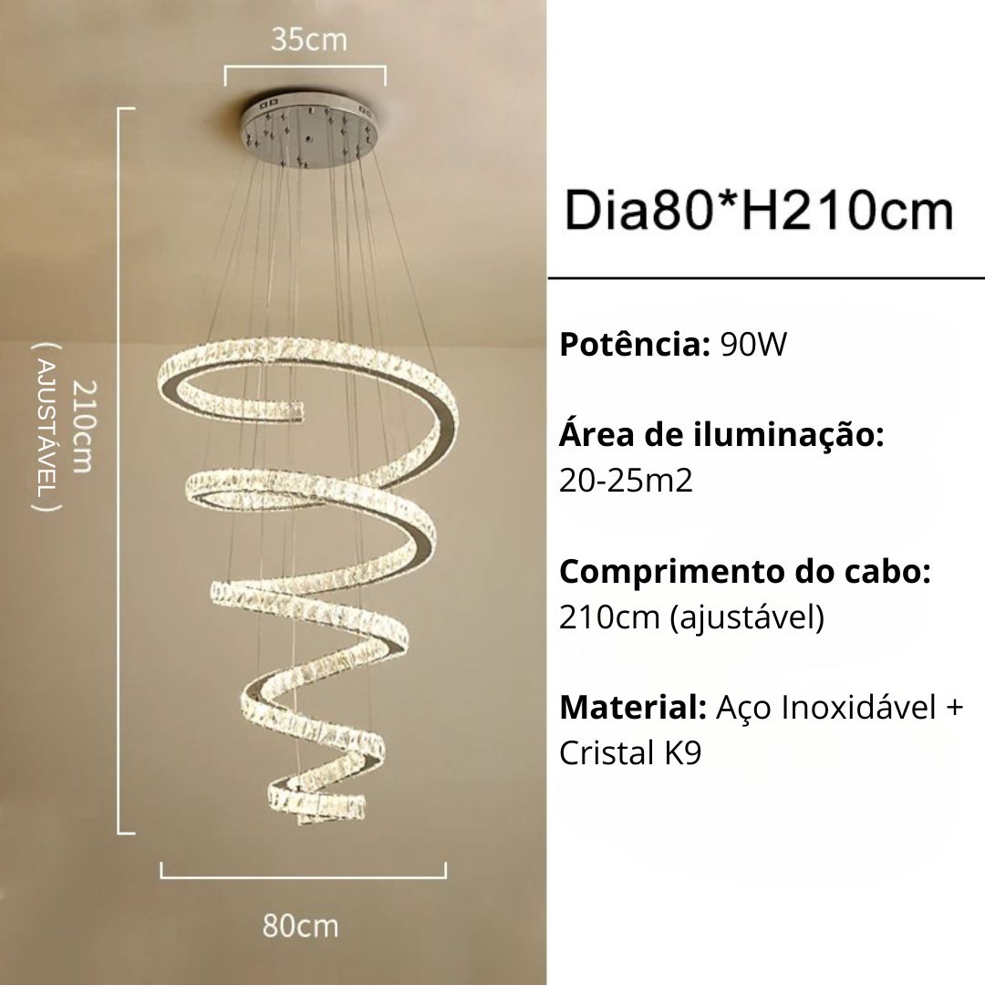 Lustre Circular de Cristal Moderno para Pendente em Sala de Jantar