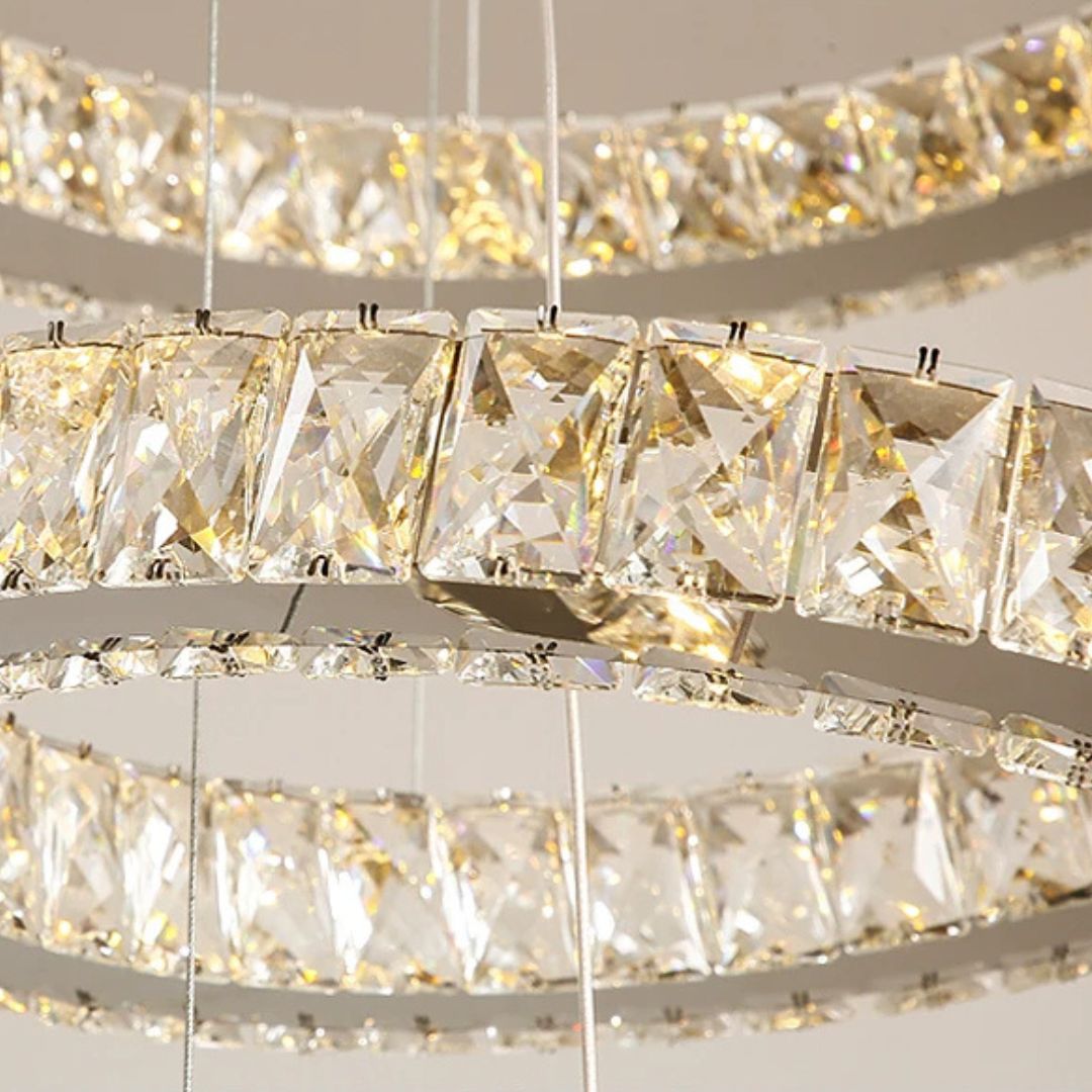 Lustre Circular de Cristal Moderno para Pendente em Sala de Jantar