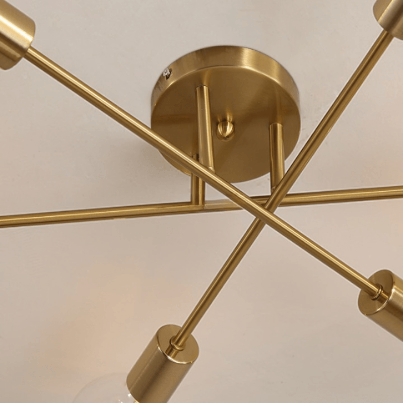 Lustre Dourado Moderno com 6 Lâmpadas - Iluminação Elegante para Ambientes