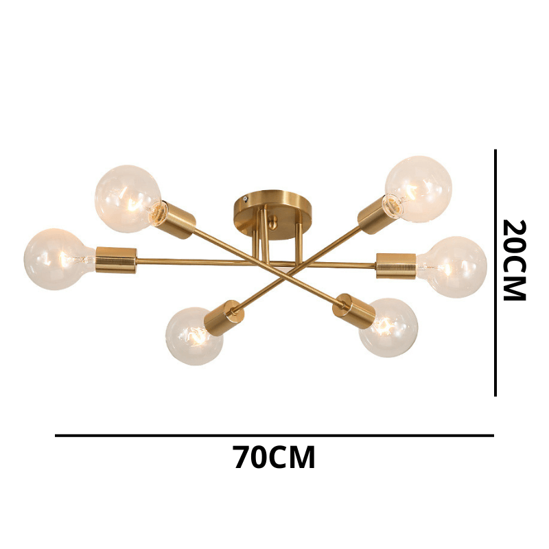 Lustre Dourado Moderno com 6 Lâmpadas - Iluminação Elegante para Ambientes
