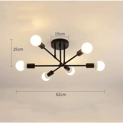 Lustre Dourado Moderno com 6 Lâmpadas - Iluminação Elegante para Ambientes