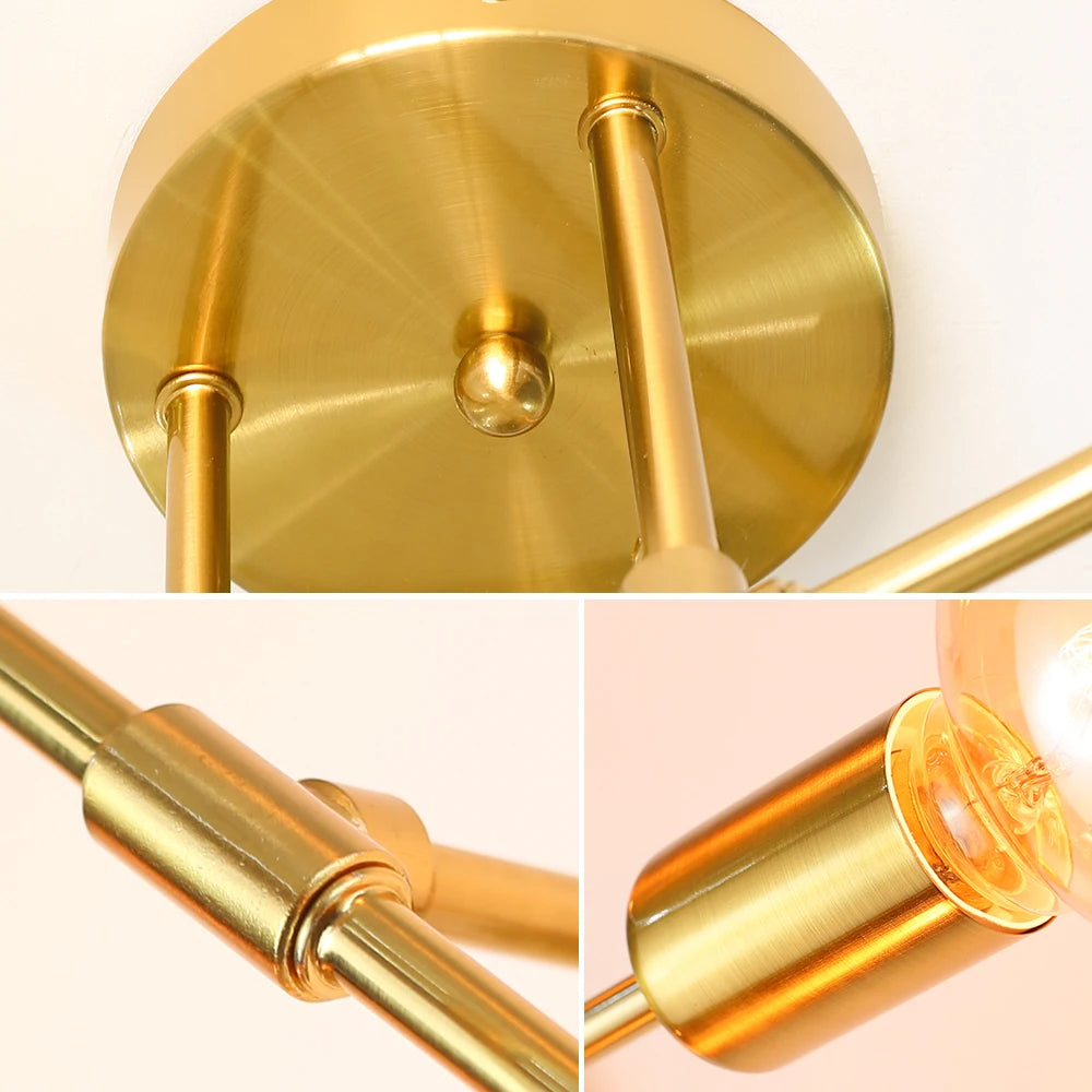Lustre Moderno Dourado para Sala com 6 Lâmpadas