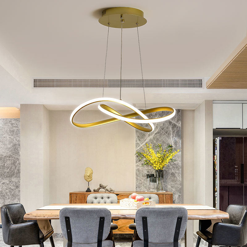 Lustre Pendente Circular Moderno Duplo com Iluminação LED