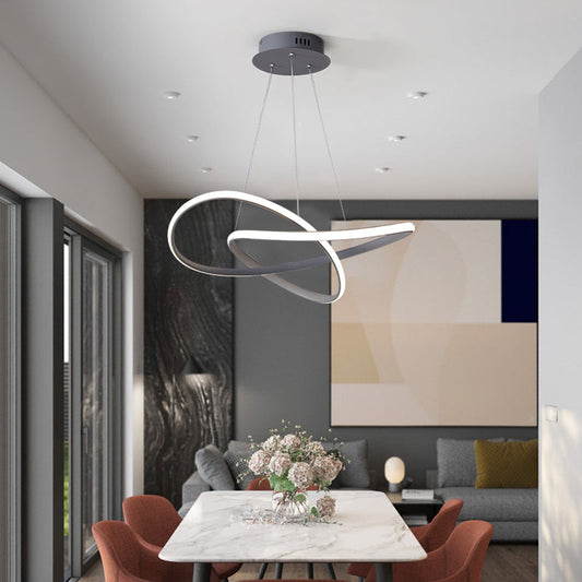 Lustre Pendente Circular Moderno Duplo com Iluminação LED