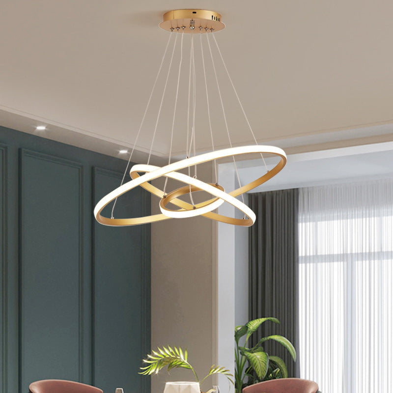 Lustre Pendente Circular Triplo com Iluminação LED