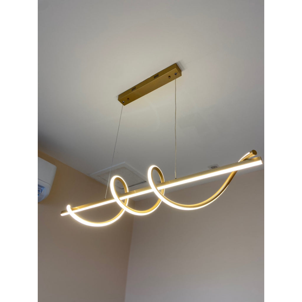Lustre Pendente LED 45W 3 em 1 Moderno para Quarto e Sala Dourado