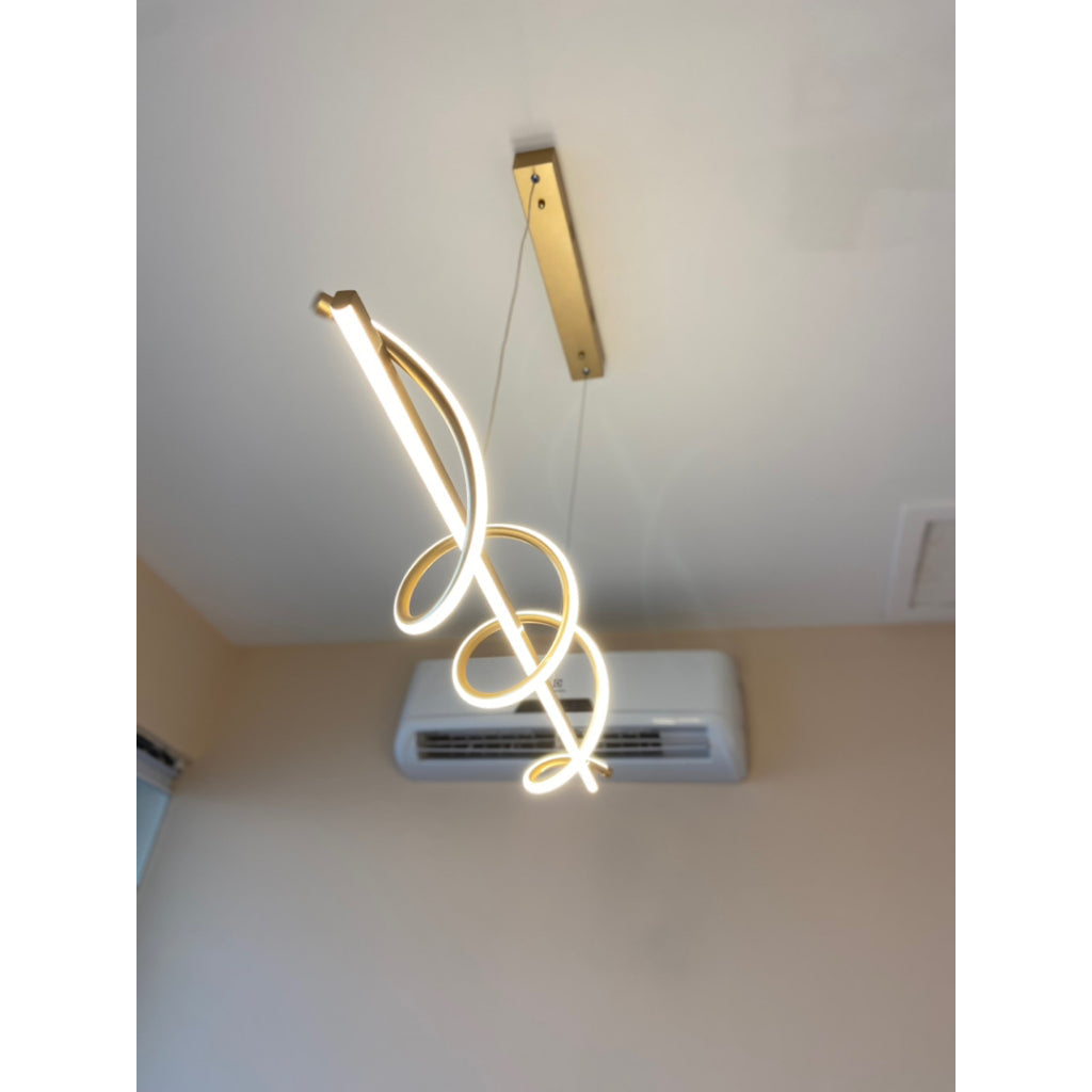 Lustre Pendente LED 45W 3 em 1 Moderno para Quarto e Sala Dourado
