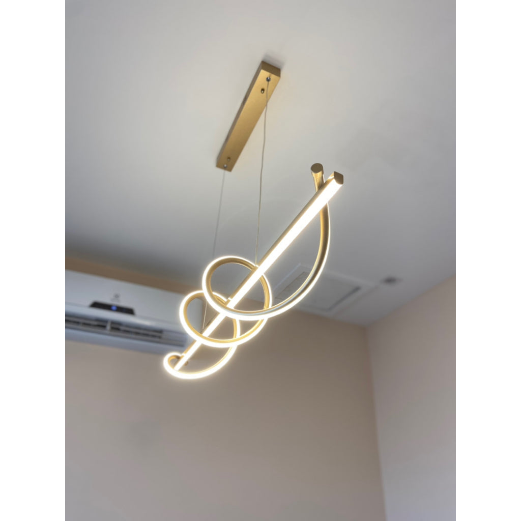 Lustre Pendente LED 45W 3 em 1 Moderno para Quarto e Sala Dourado