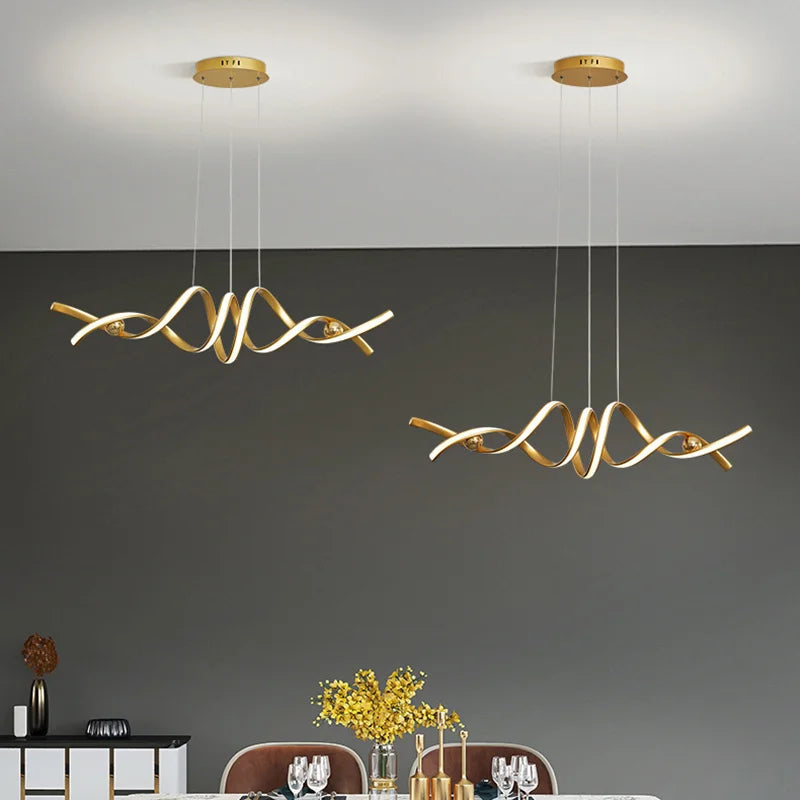 Lustre Pendente Linear Minimalista em Ondas